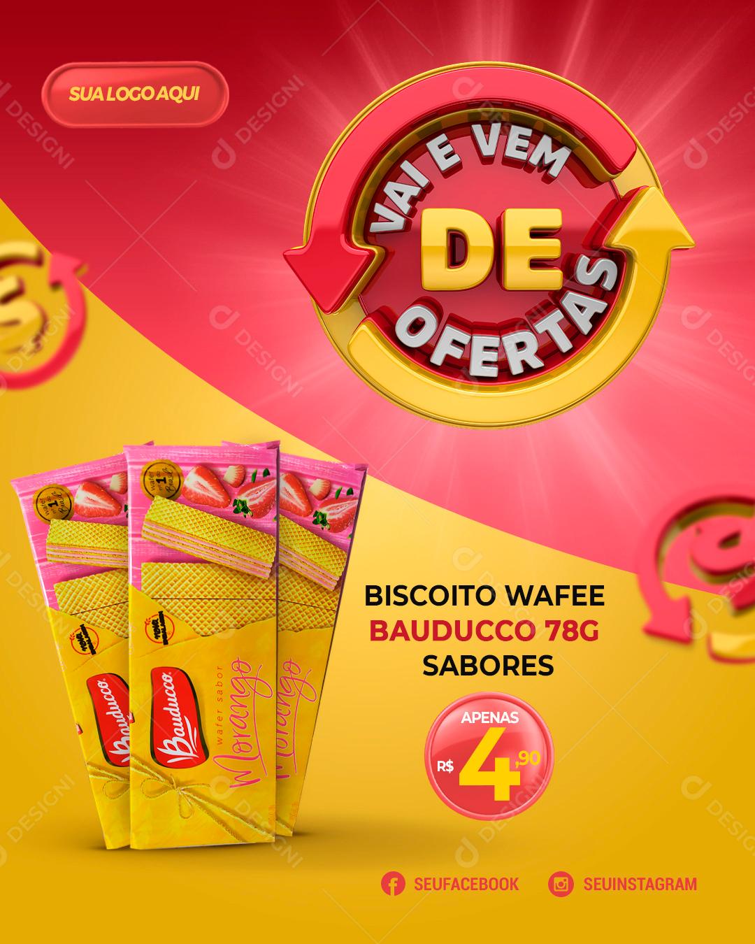 Vai E Vem De Ofertas Promoção Biscoito Wafee Social Media PSD Editável