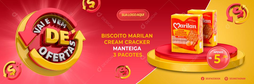 Banner Vai E Vem De Ofertas Promoção Biscoito Social Media PSD Editável