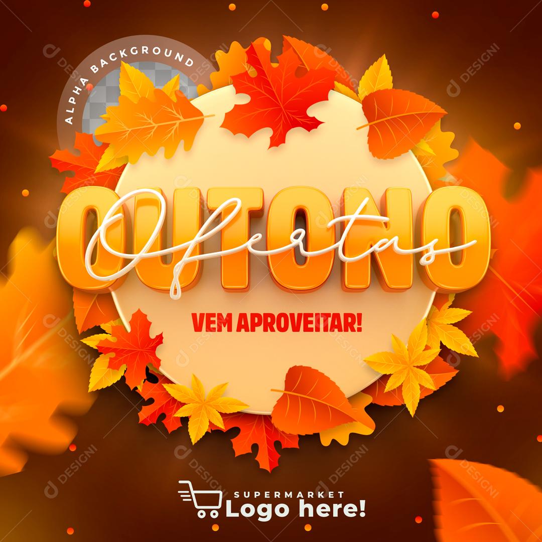 Selo 3D Para Composição Outono De Ofertas PSD Editável