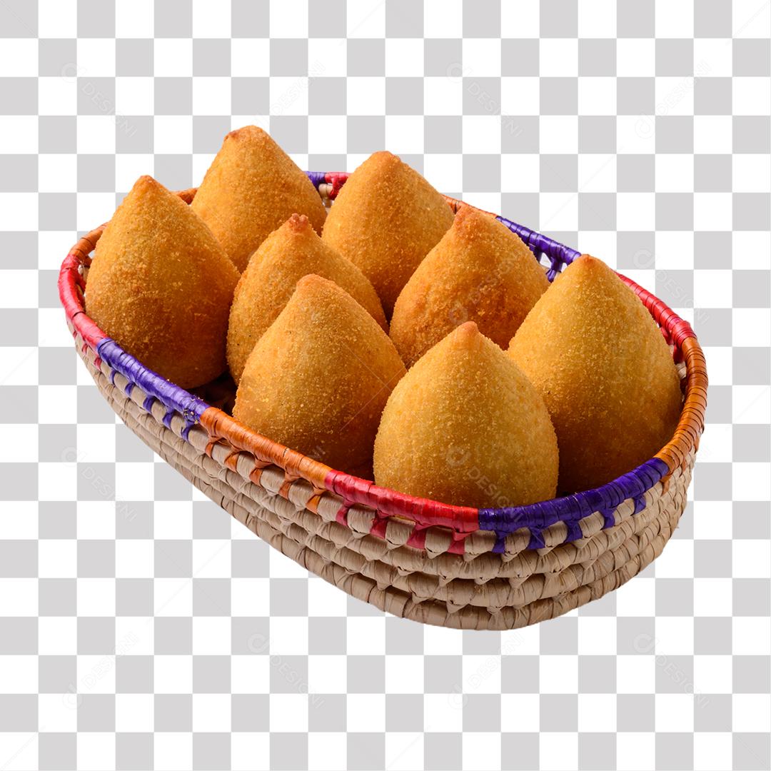 Coxinha de frango dentro da cesta PNG Transparente