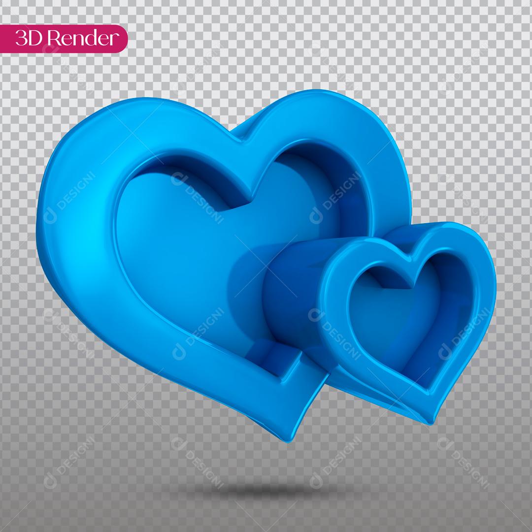 Elemento 3D Para Composição Coração azul PSD Editável