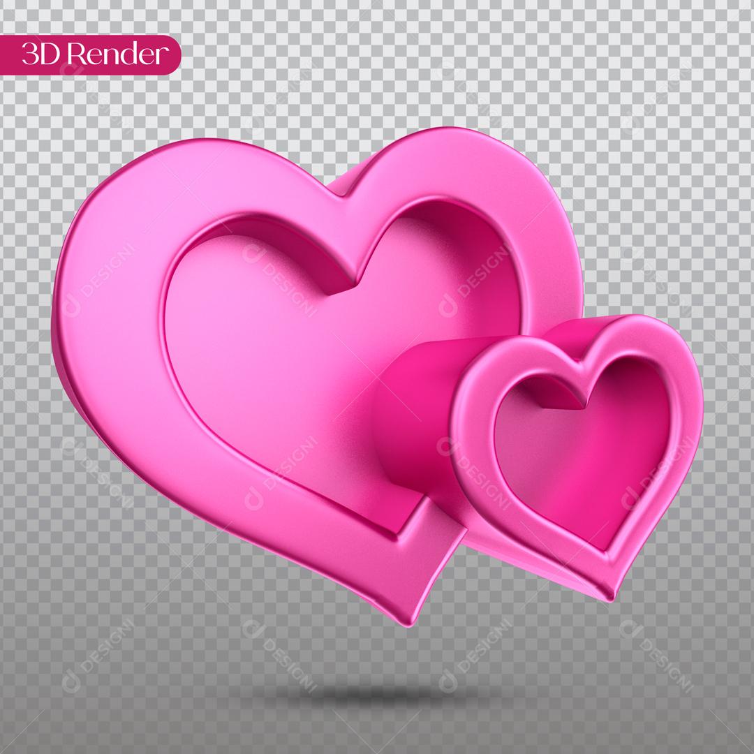 Elemento 3D Para Composição Coração Rosa PSD Editável