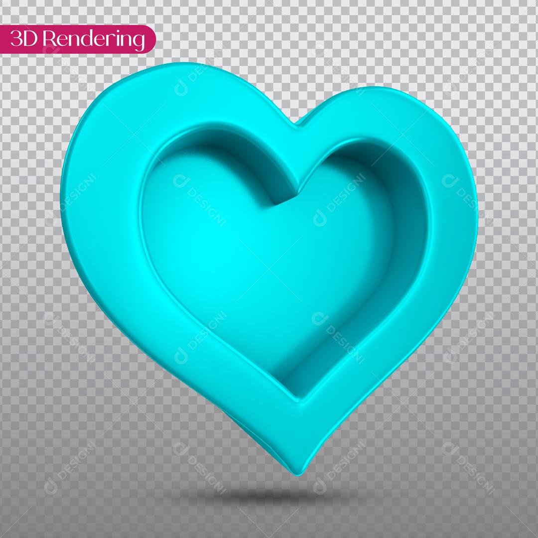 Elemento 3D Para Composição Coração Azul PSD Editável