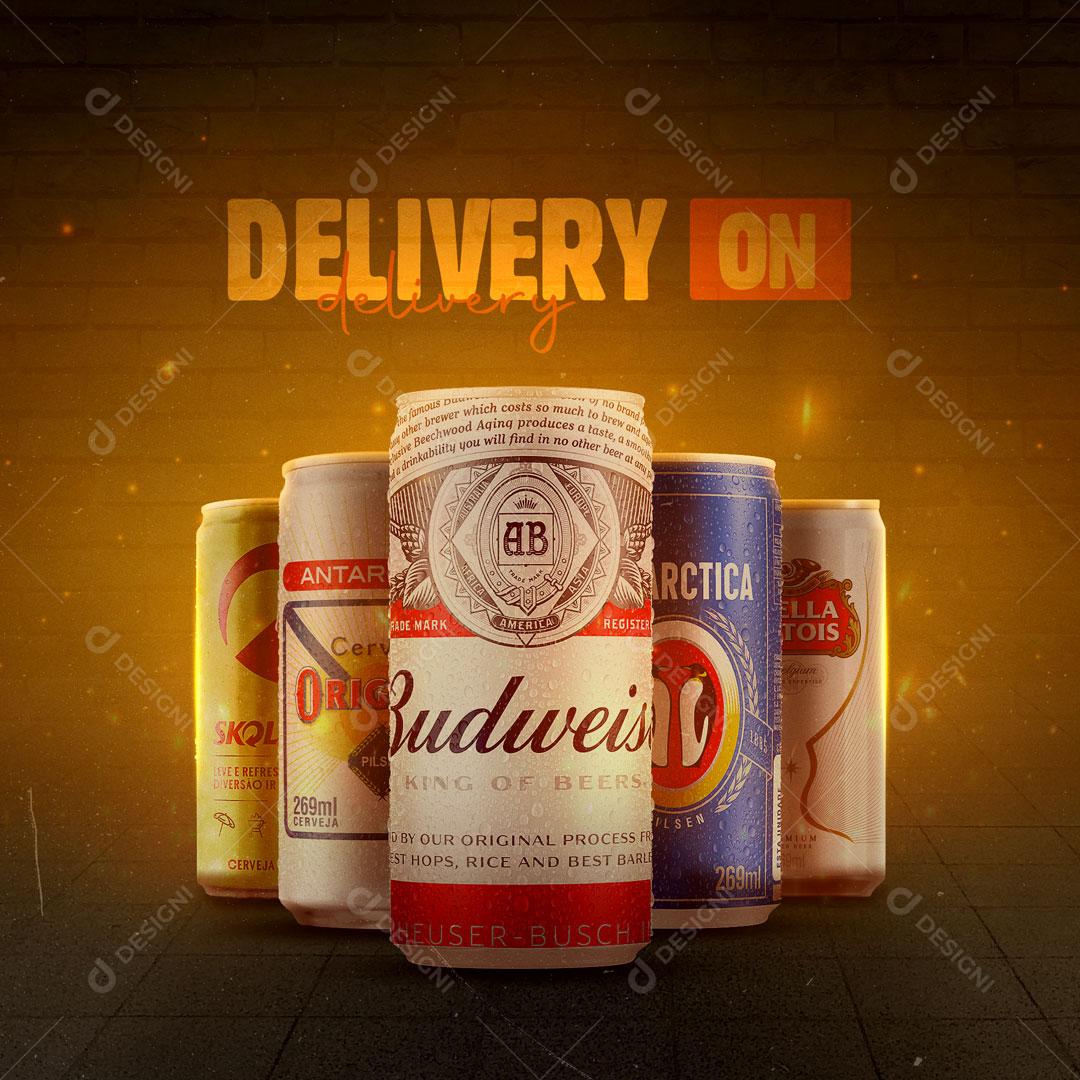 Post Bebidas Cervejas Delivery Social Media PSD Editável