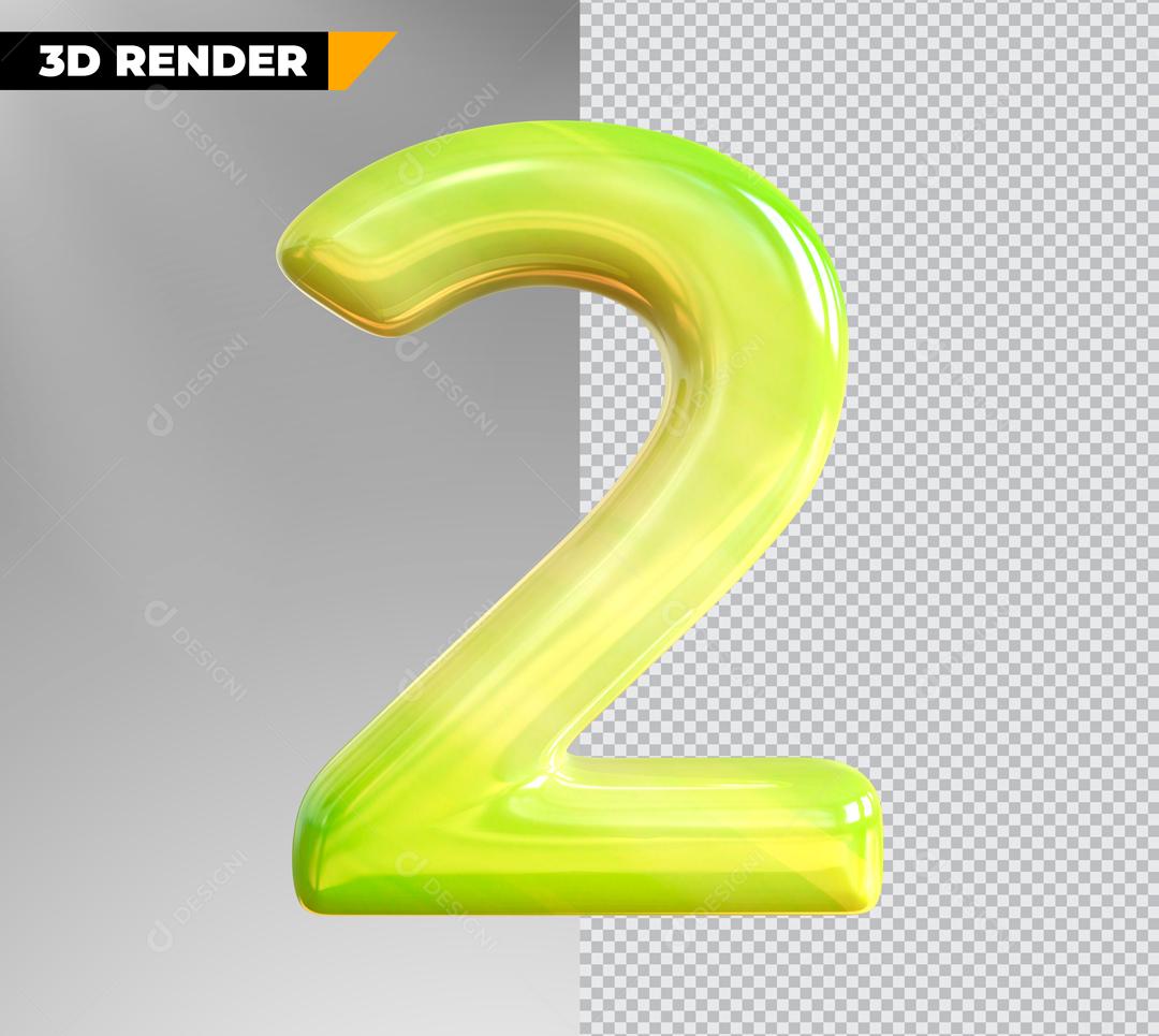 Elemento 3D Para Composição Numero Verde 2 PSD Editável