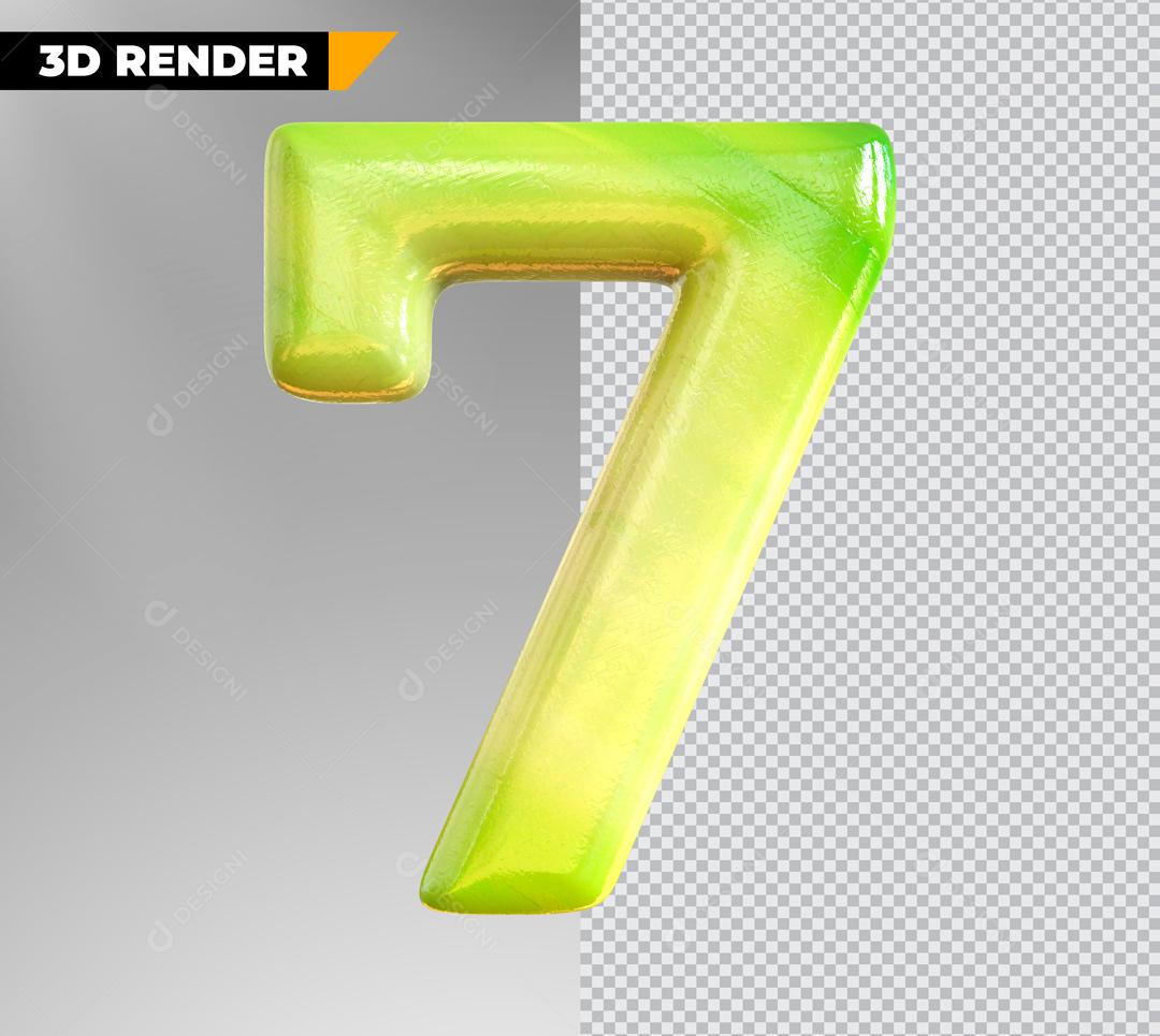 Elemento 3D Para Composição Numero Verde 7 PSD Editável