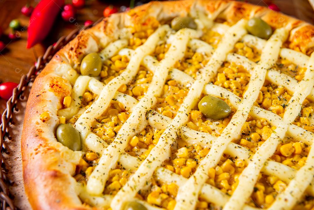 Comida pizza catupiry milho bordas recheadas