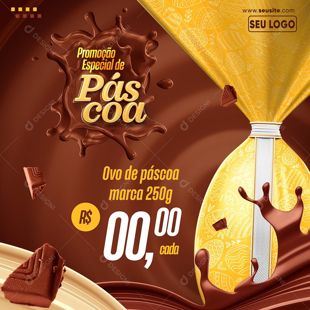 Social Media Promoção Especial de Páscoa Ovos PSD Editável