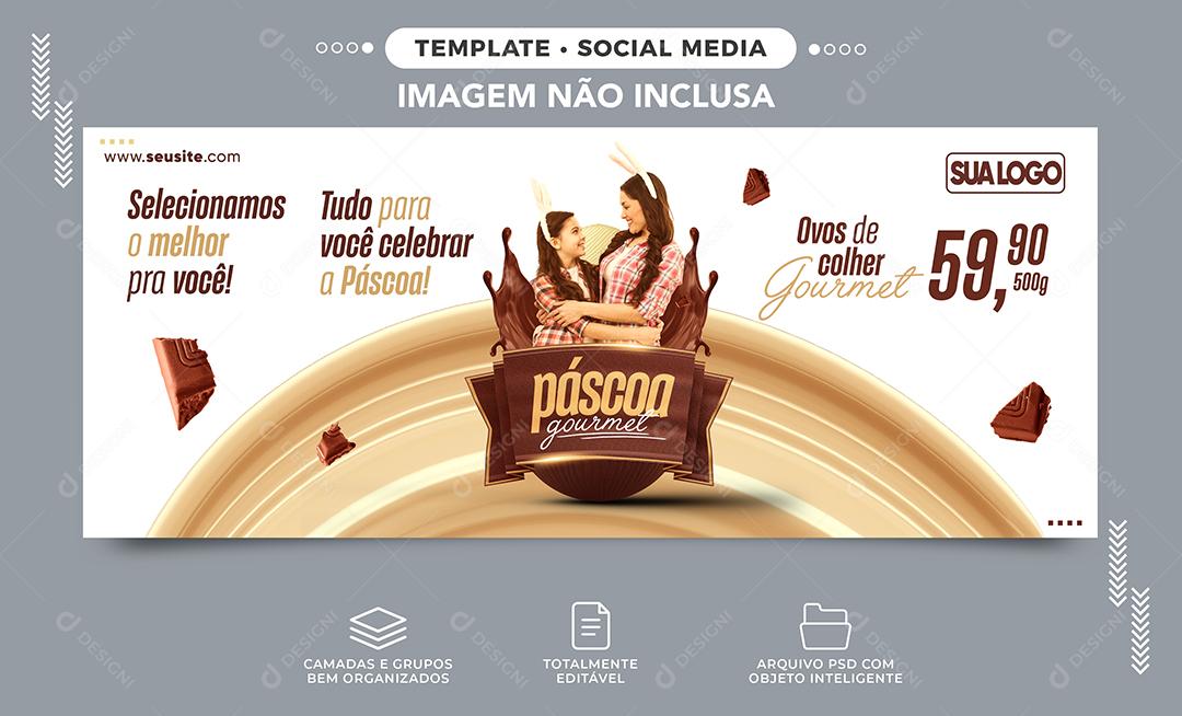 Social Media Banner Páscoa Goumet Ovos PSD Editável