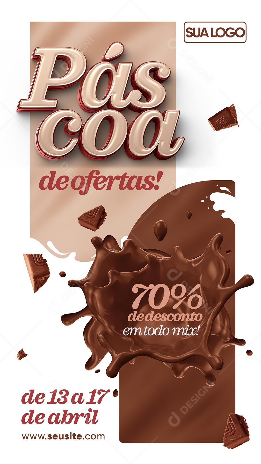 Social Media Páscoa De Ofertas 70% De Desconto PSD Editável