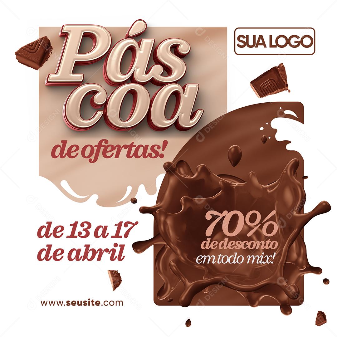 Social Media Páscoa De Ofertas 70% De Desconto PSD Editável