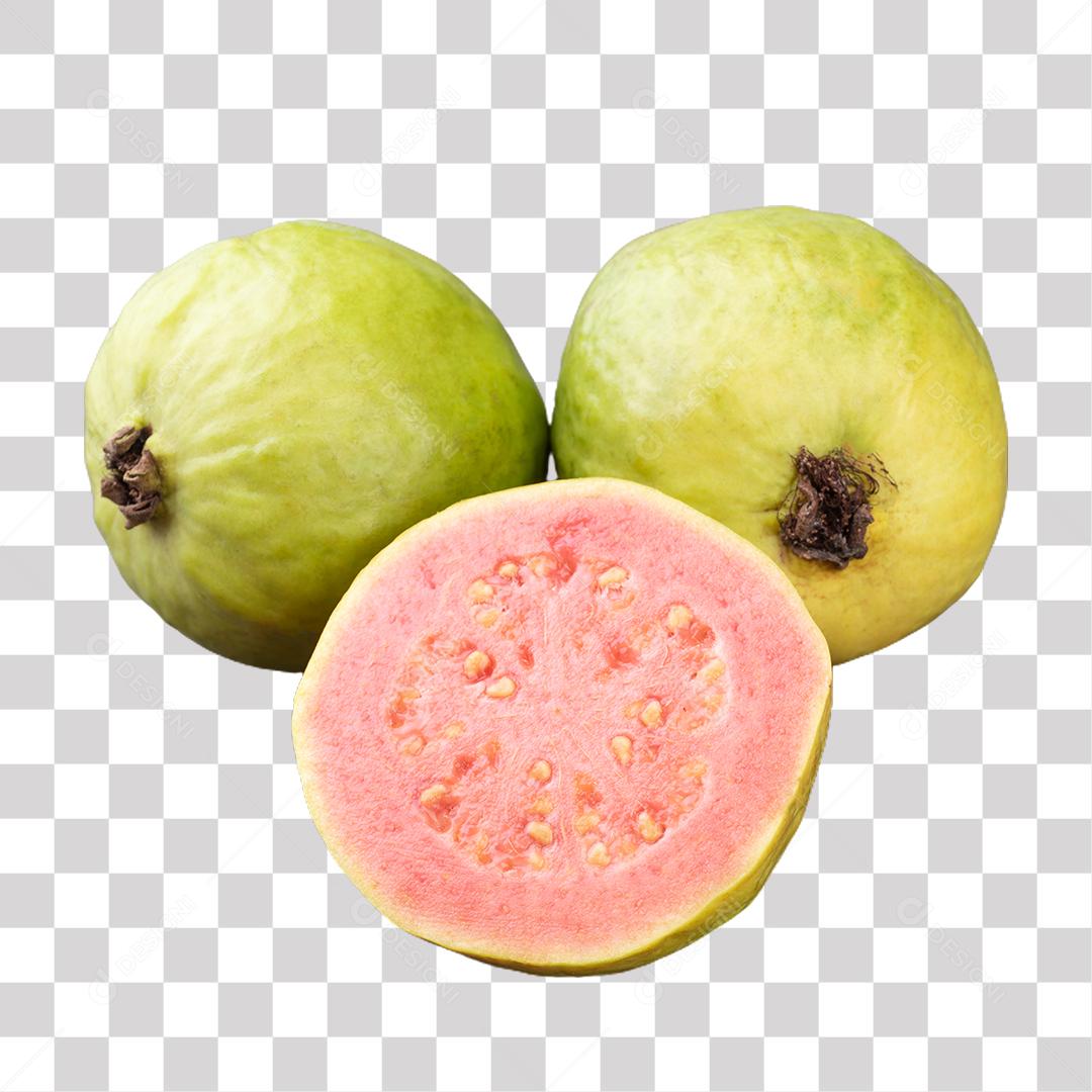 Duas goiabas com frutas fatiadas PNG Transparente