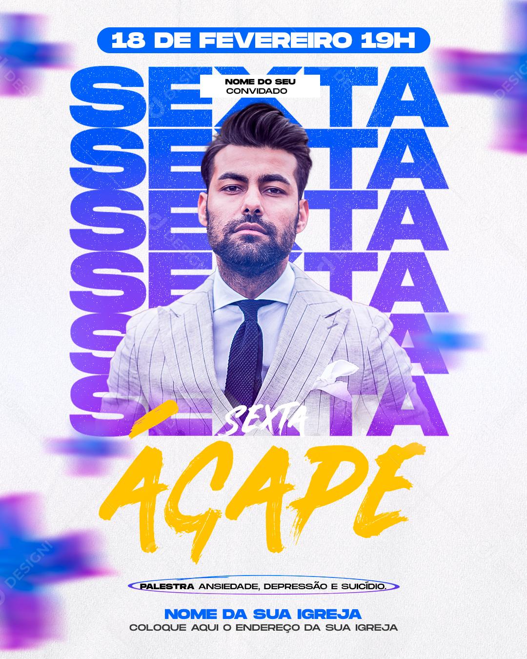 Social Media Sexta Ágape Agenda Igreja PSD Editável