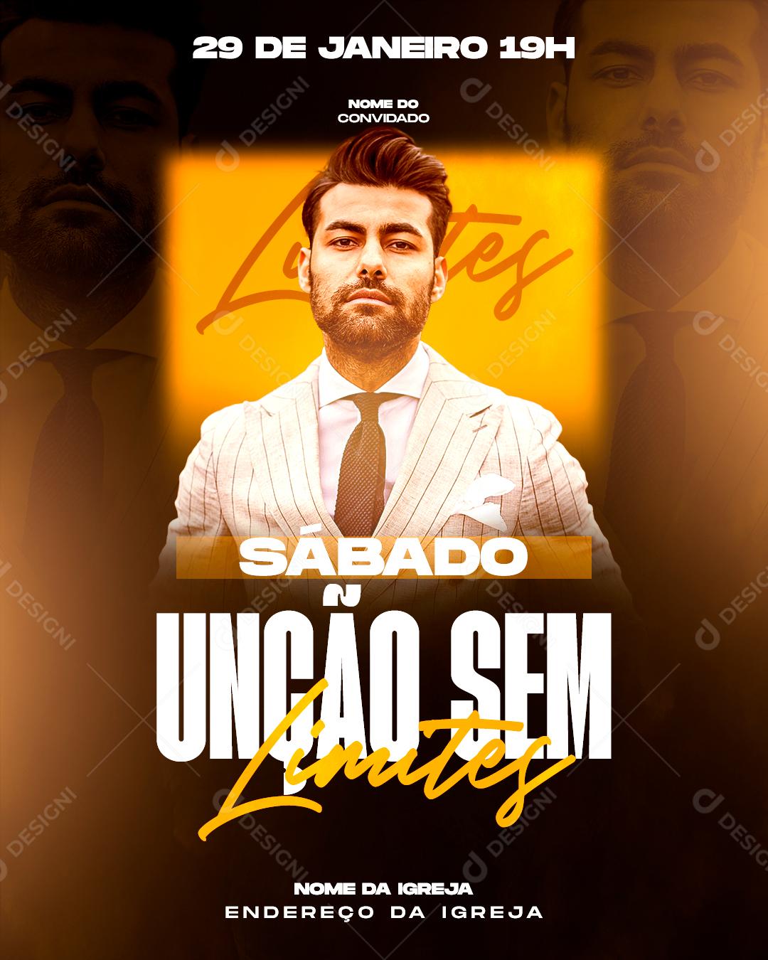 Social Media Sábado Unção Sem Limites Igreja PSD Editável