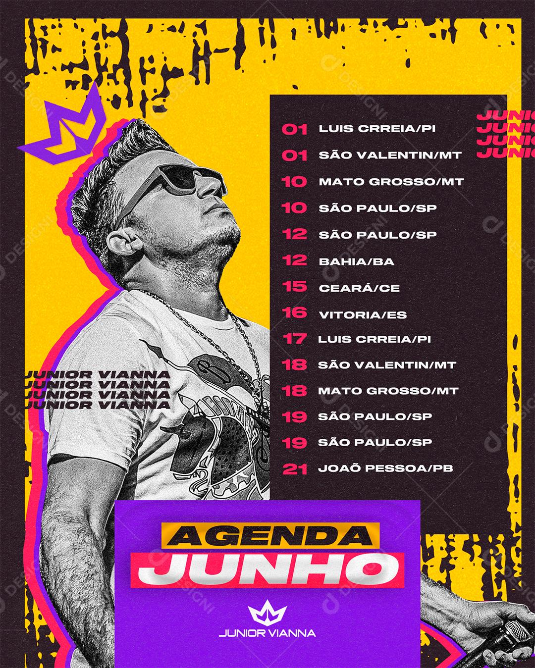 Social Media Agenda June Junior Viana Flyer Editable PSD