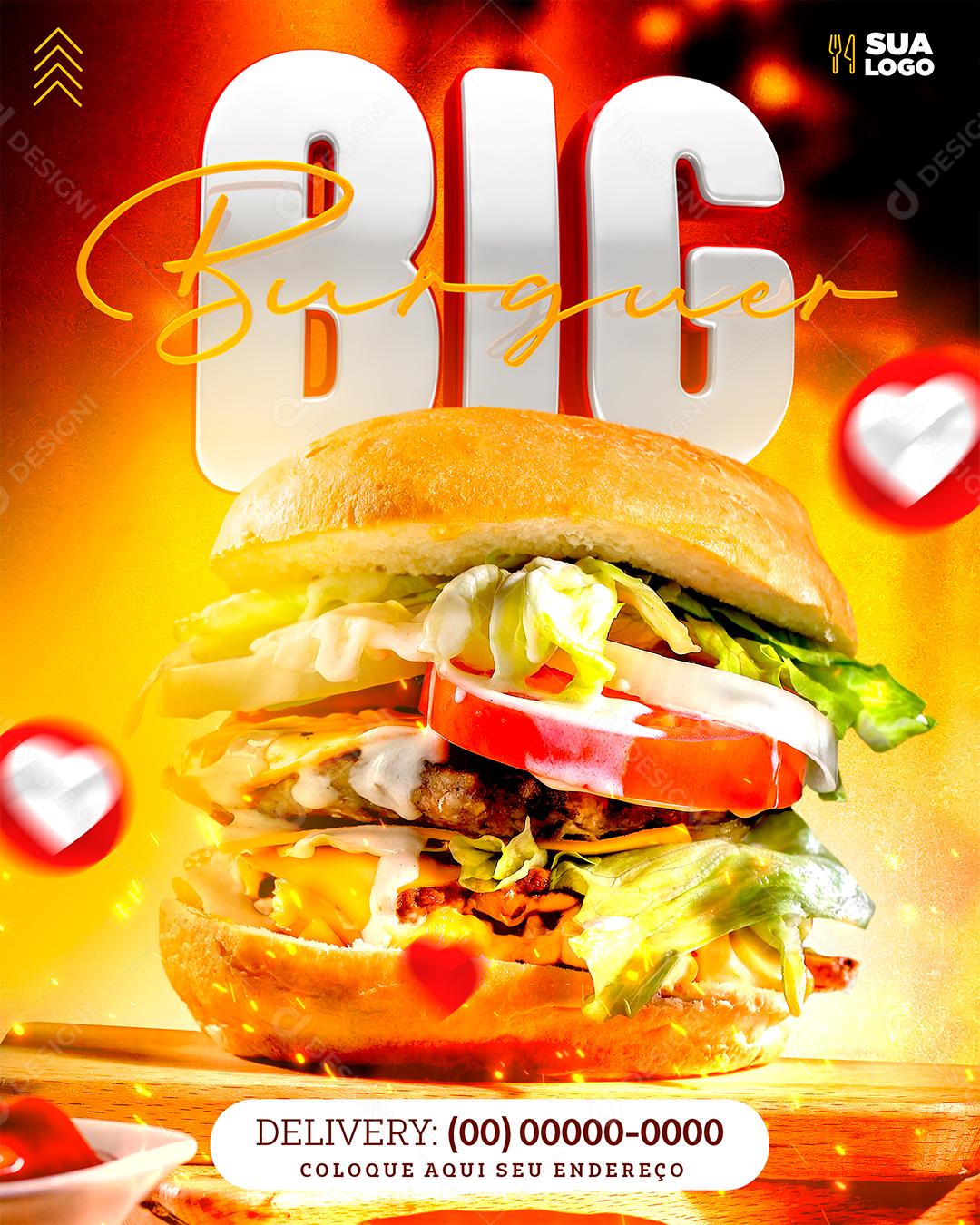 Social Media Big Burguer Delivery Hambúrgueria PSD Editável