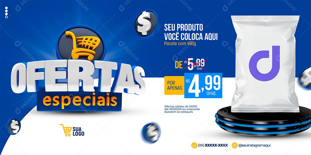 Social Media Banner Ofertas Especiais Super Mercado PSD Editável