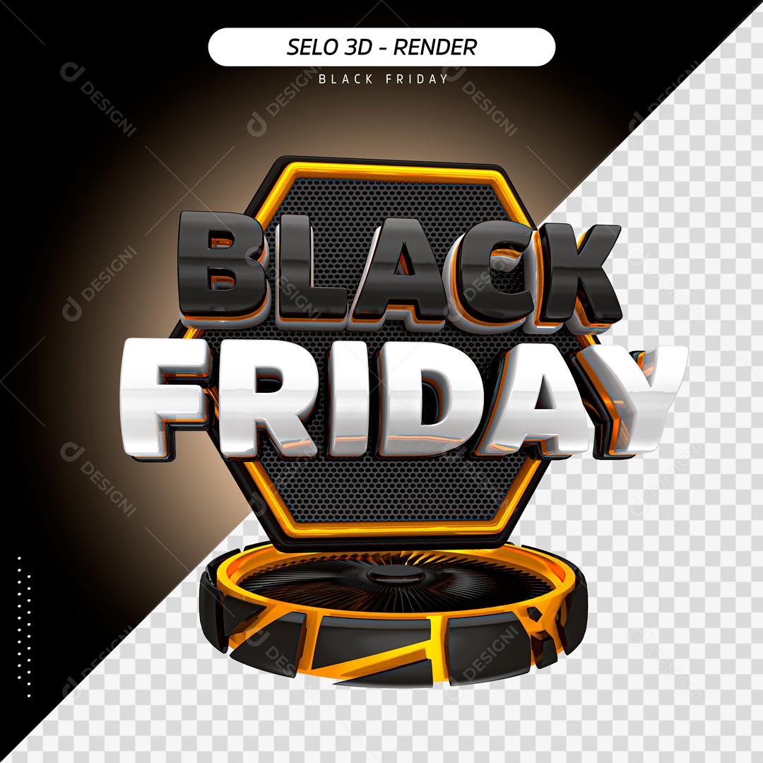 Selo 3D Para Composição Black Friday PSD Editável