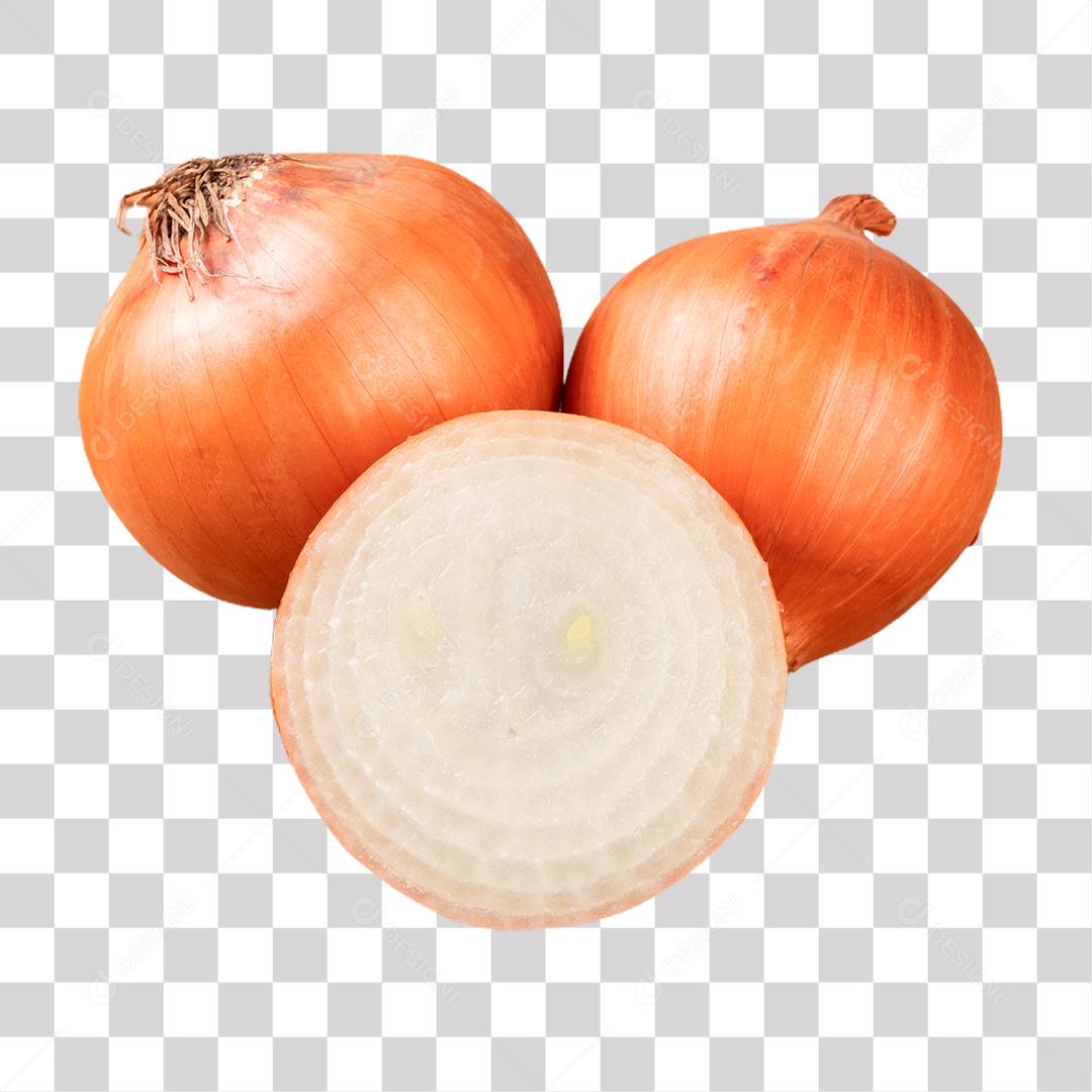 Cebola dourada e meia cebola PNG Transparente