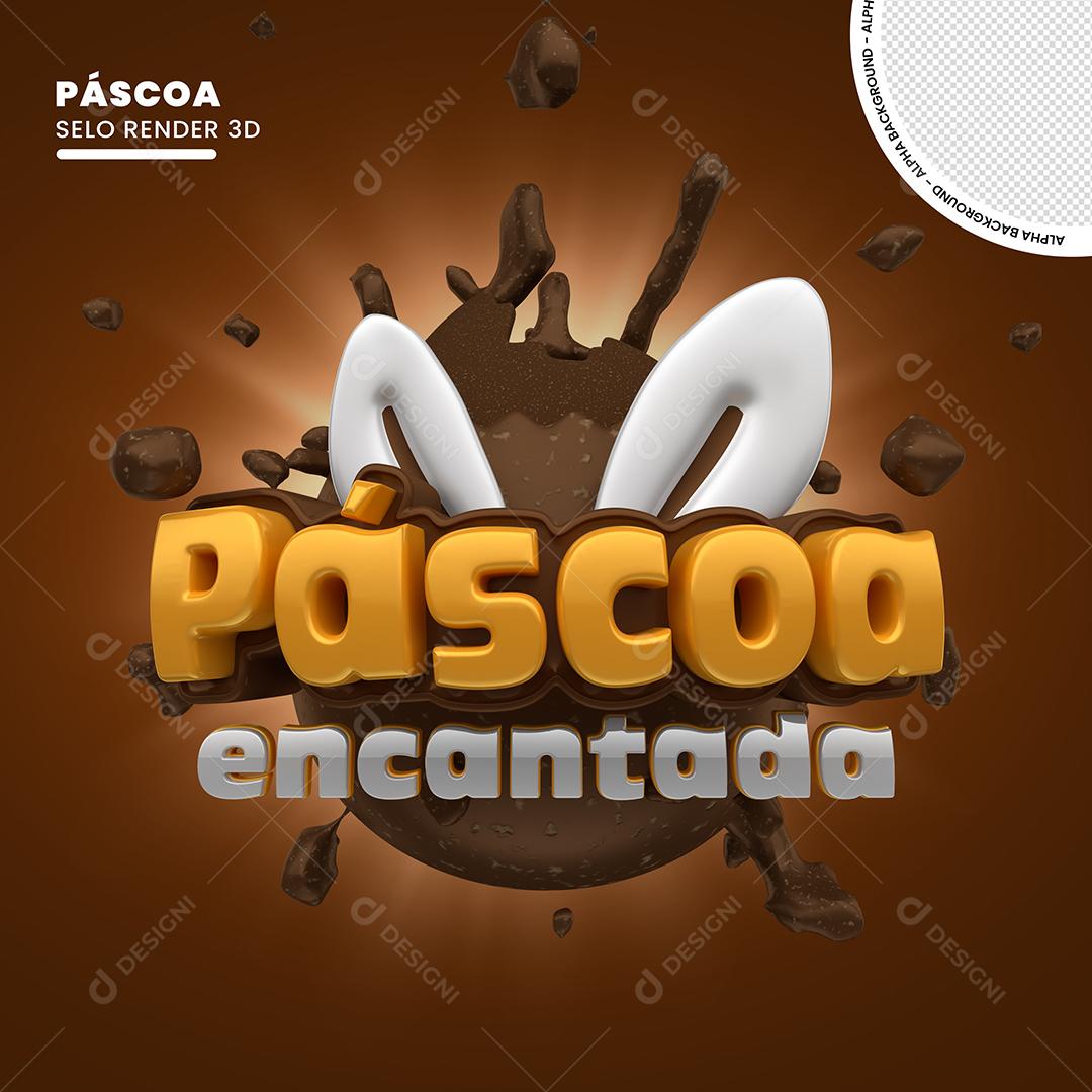Selo 3D Páscoa encantada Para Composição PSD