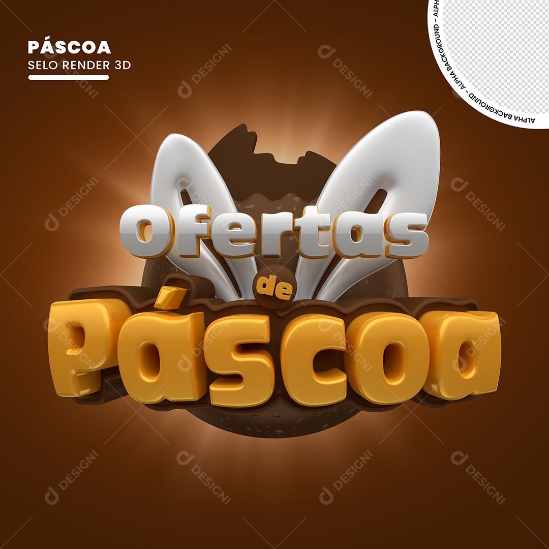 Selo 3D Ofertas De Páscoa Para Composição PSD