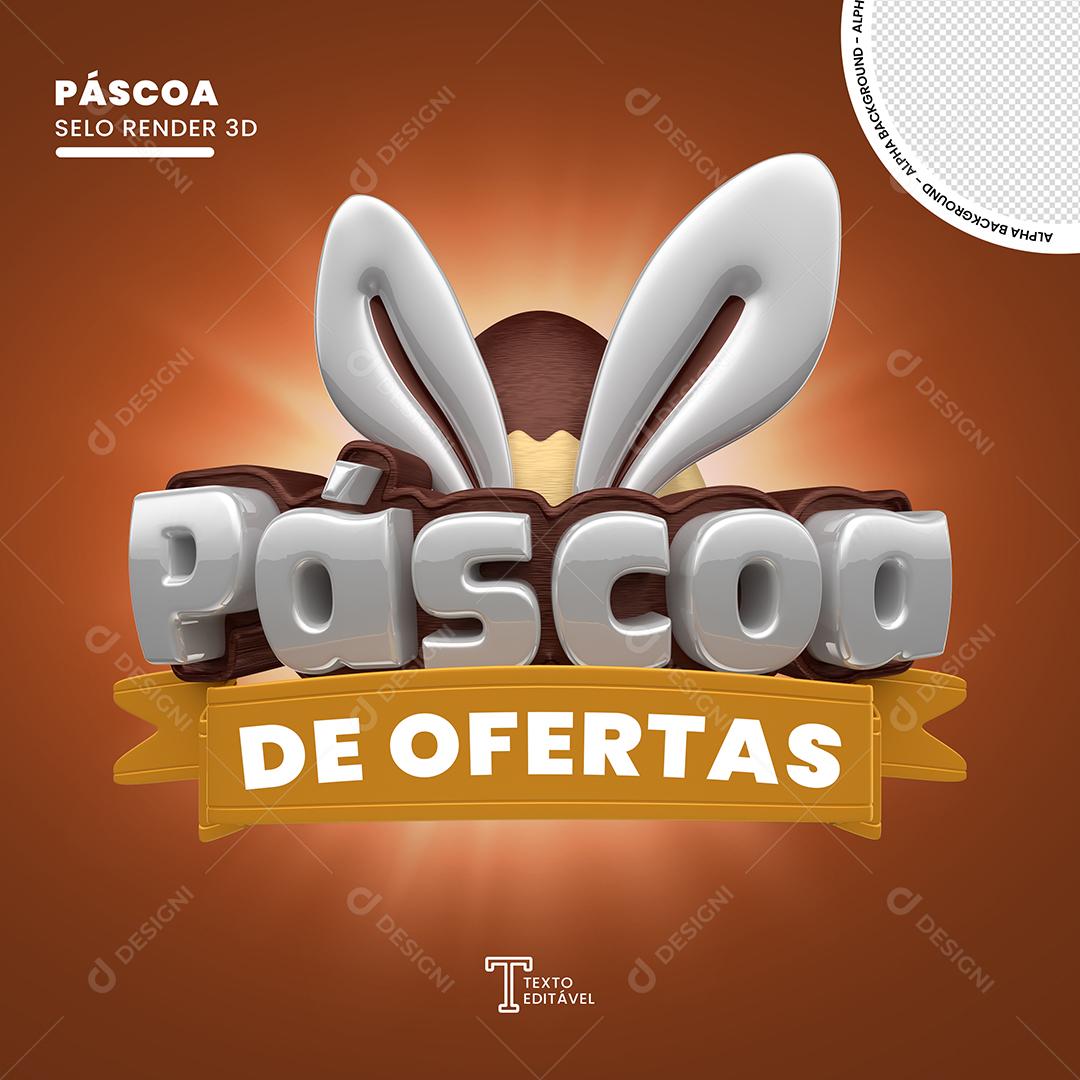 Selo 3D Páscoa De Ofertas Para Composição PSD