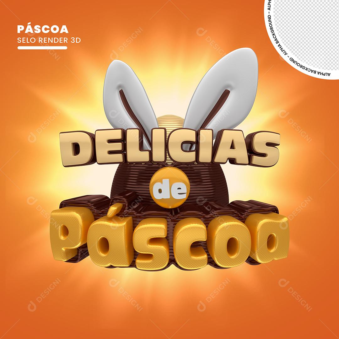 Selo 3D Delicias De Páscoa Para Composição PSD