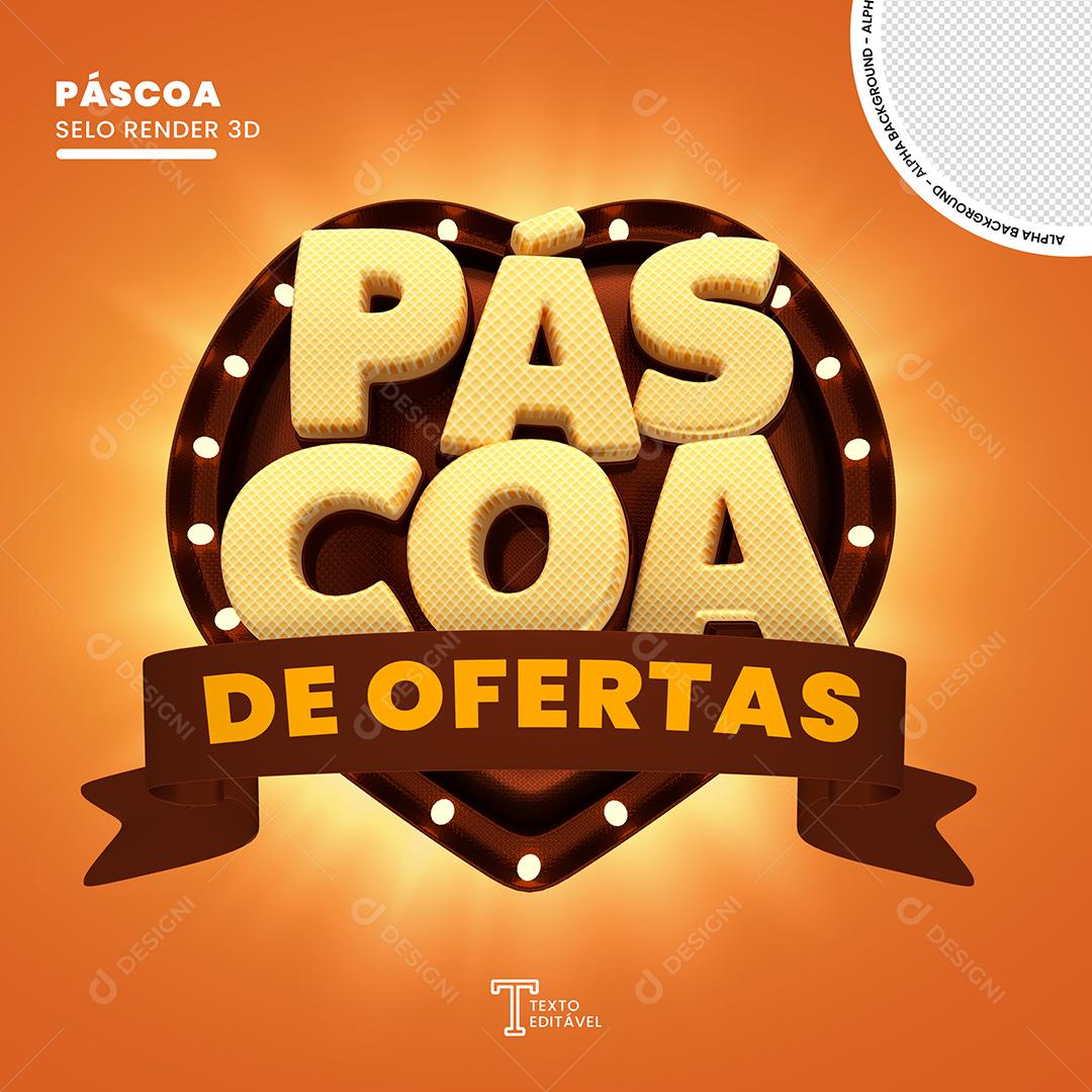 Selo 3D Páscoa De Ofertas Para Composição Texto Editável