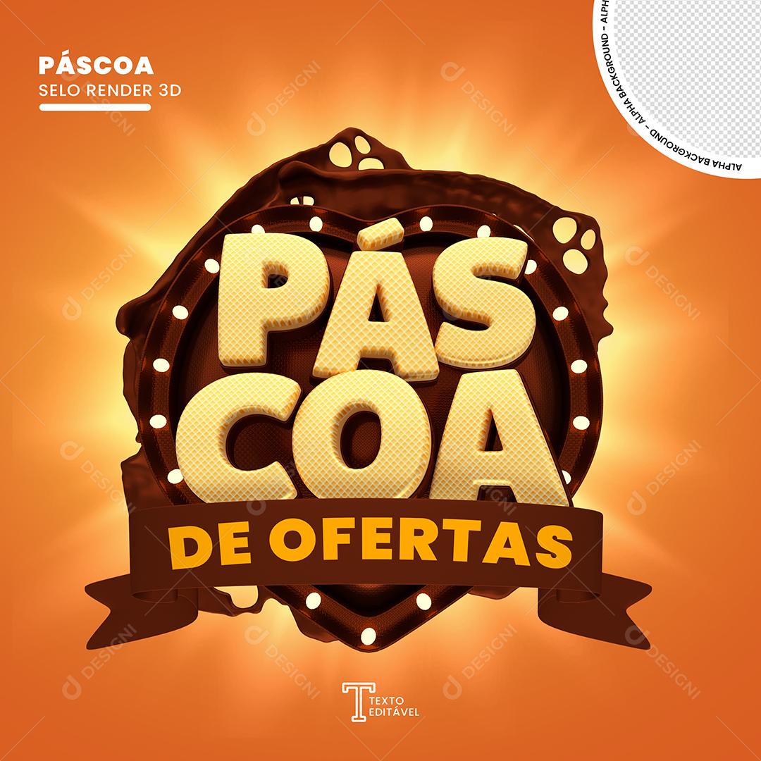 Páscoa De Ofertas Selo 3D Para Composição Texto Editável PSD