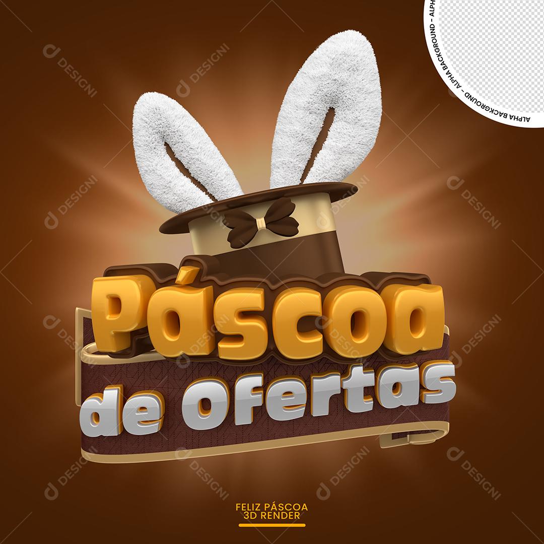 Selo 3D Páscoa De Ofertas Para Composição PSD