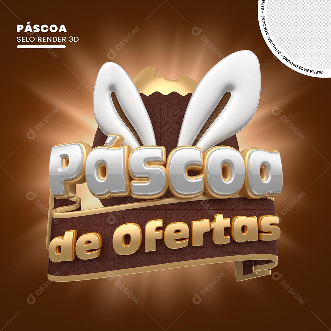 Páscoa De Ofertas Selo 3D Para Composição PSD