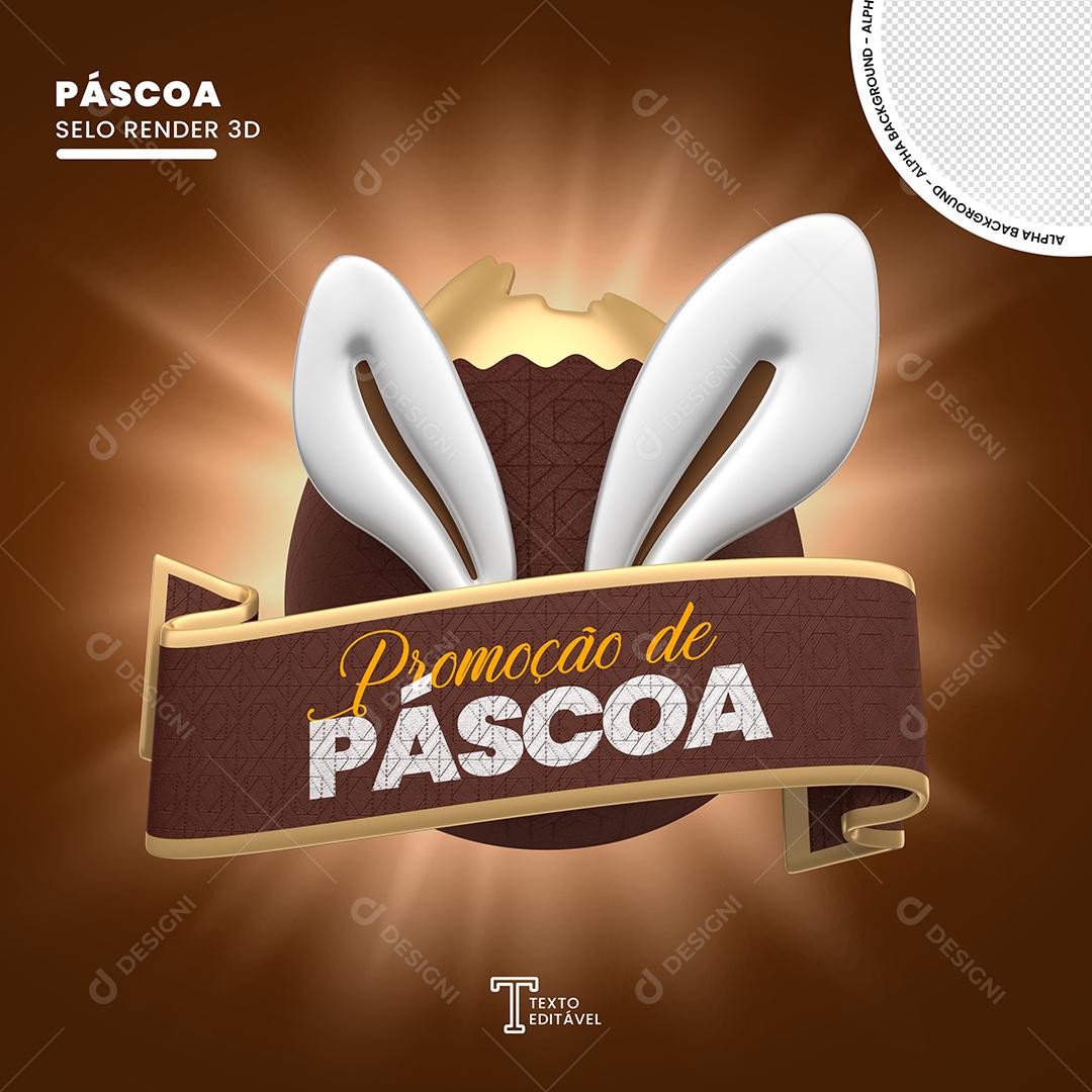 Selo 3D Promoção De Páscoa Para Composição Texto Editável PSD