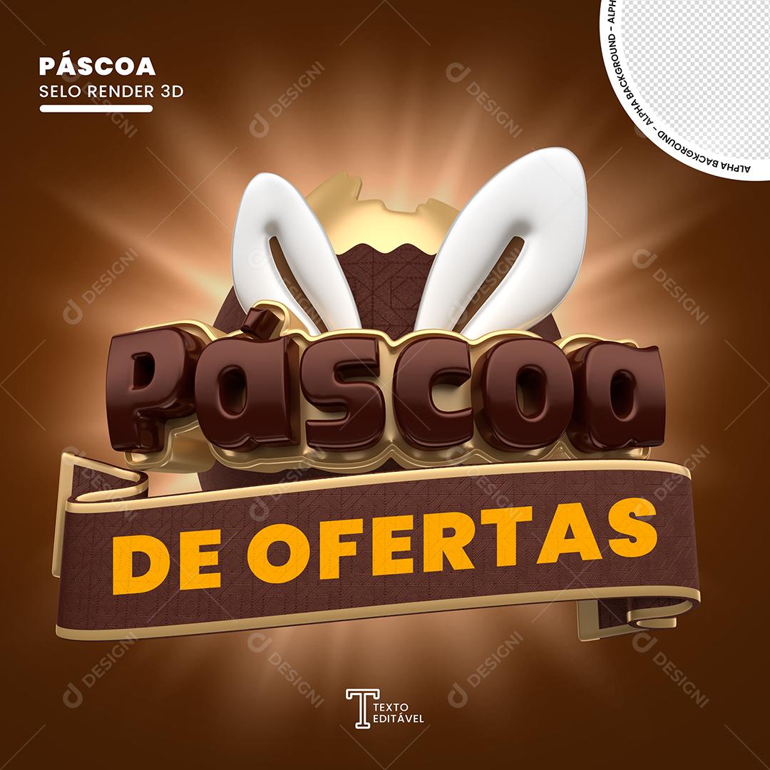 Selo 3D Páscoa De Ofertas Para Composição Texto Editável PSD