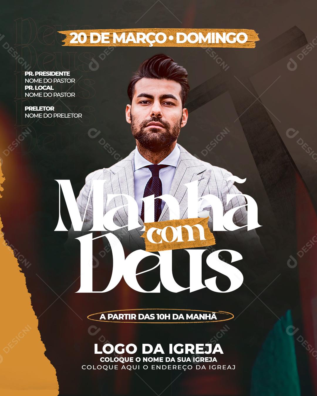 Social Media Manha Com Deus Igrejas PSD Editável