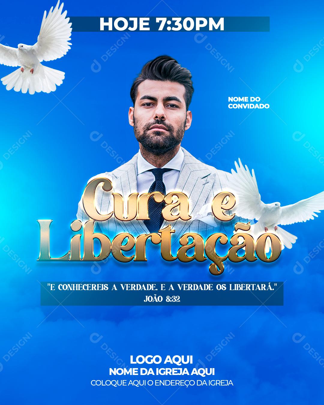 Social Media Cura e Libertação Igrejas PSD Editável