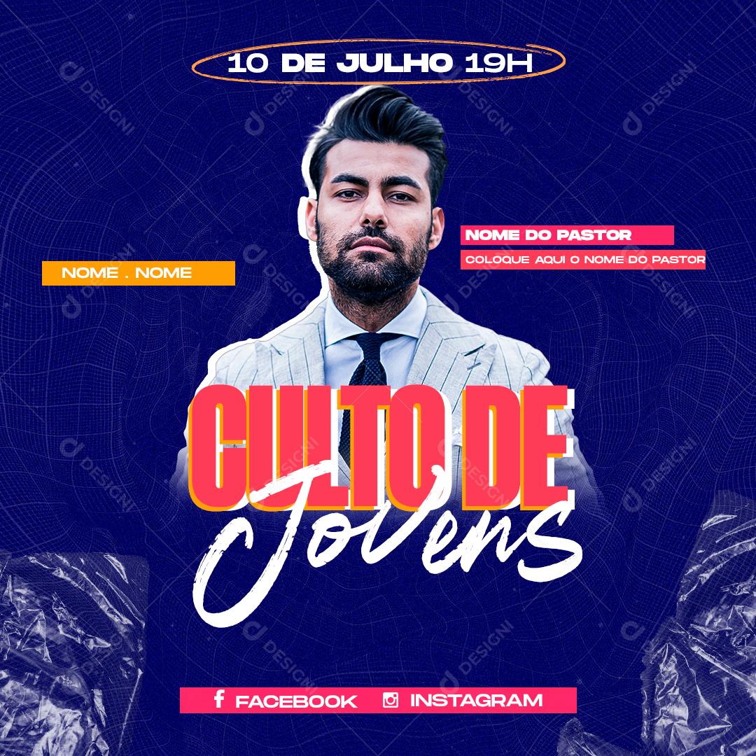 Social Media Culto De Jovens Igrejas PSD Editável