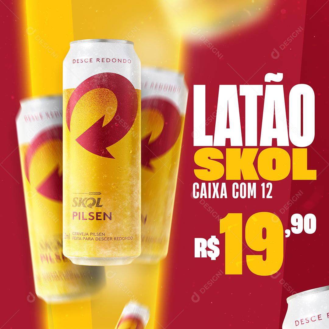 Social Media Latão Skol Caixa Com 12 Cervejas Bar PSD Editável