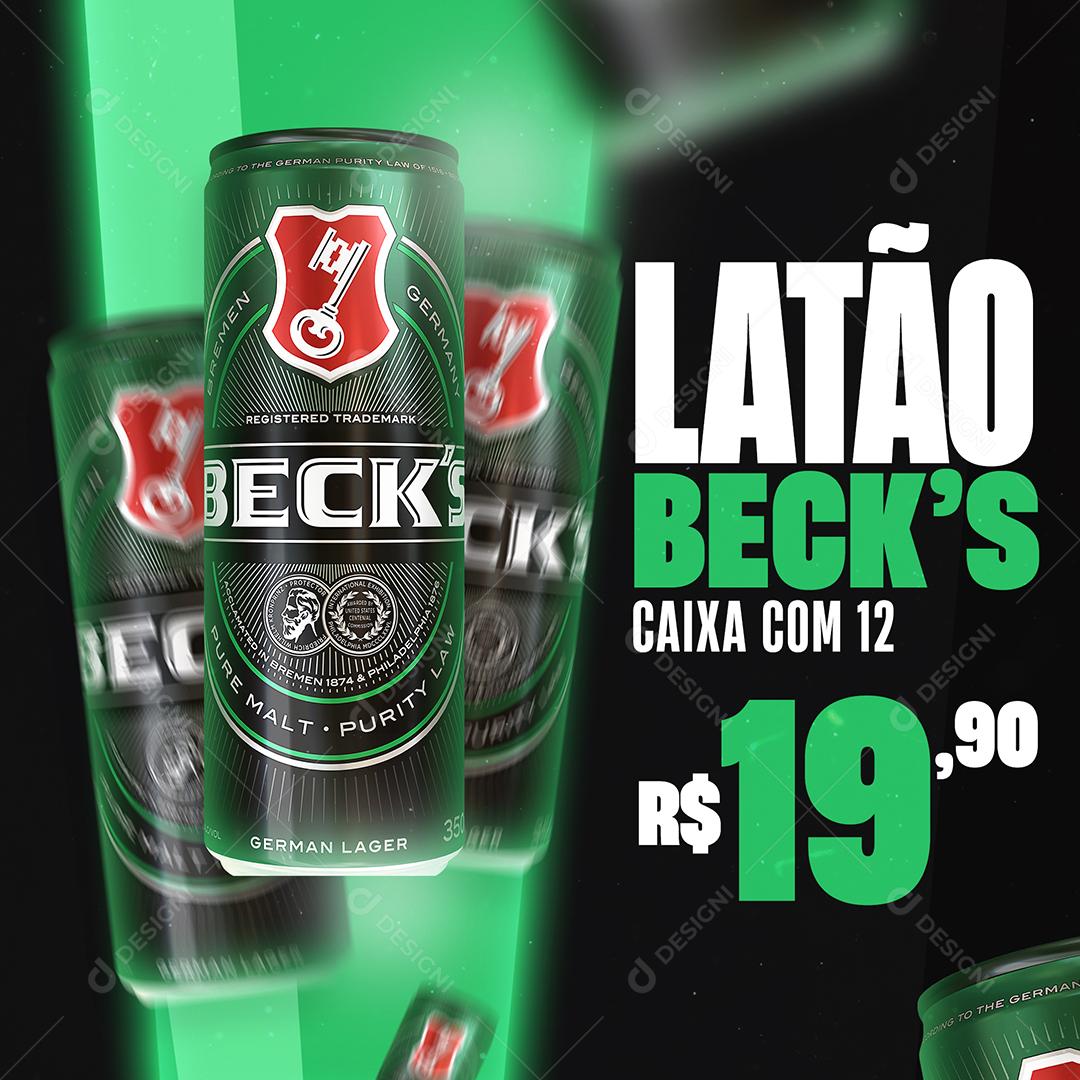Social Media Latão Beck´s Caixa Com 12 Cerveja Bar PSD Editável