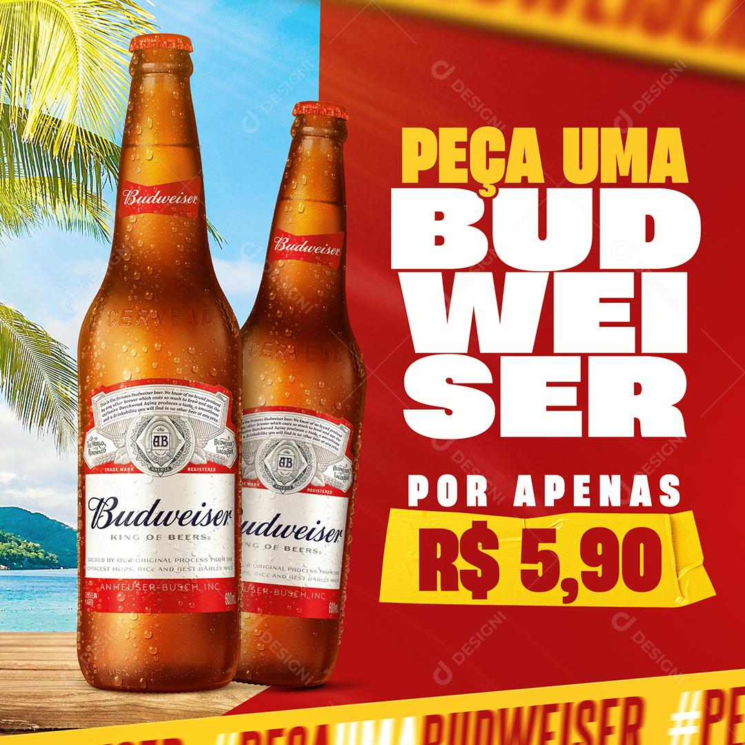 Social Media Peça Uma Budweiser Cervejas PSD Editável