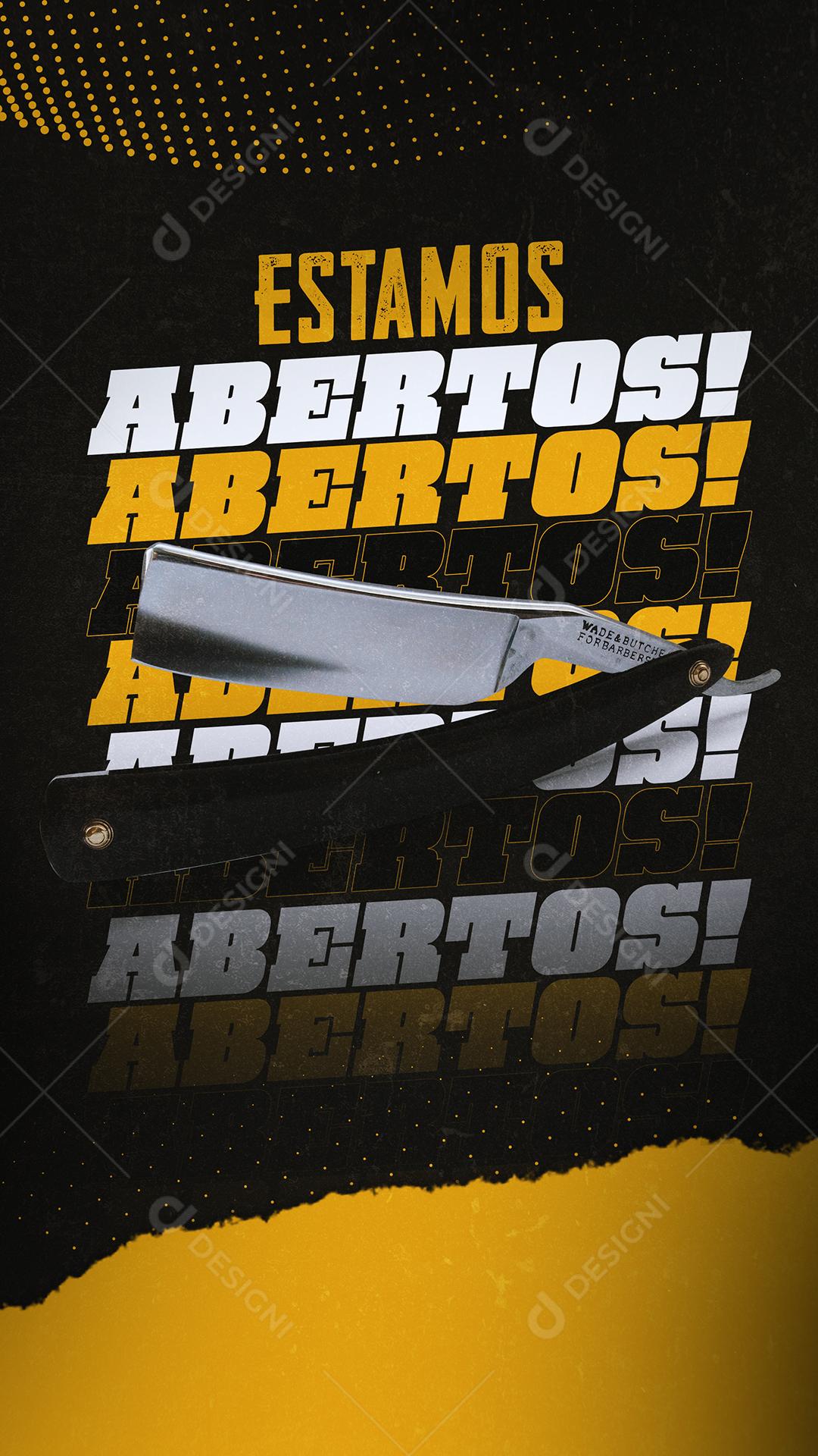 Social Media Estamos Abertos Atendimentos  Barbearia PSD Editável