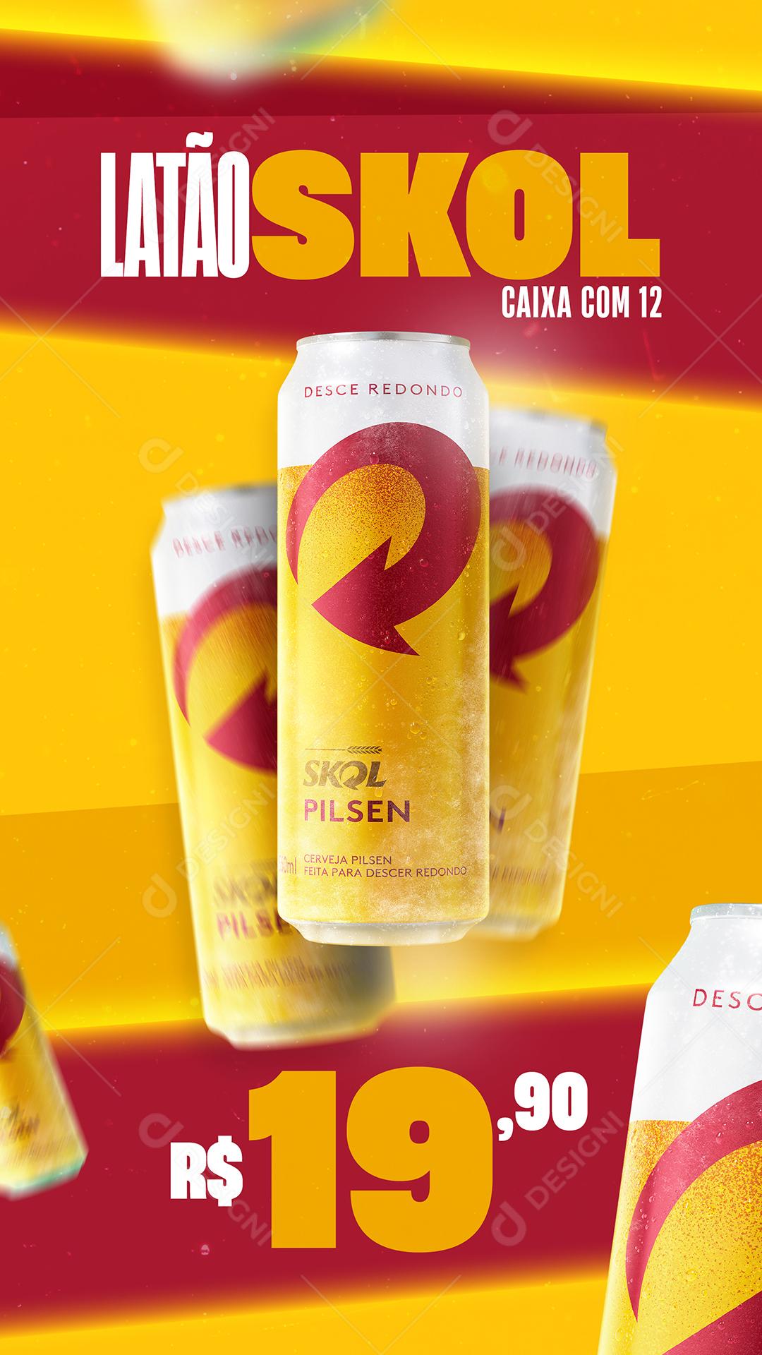 Latão Skol Caixa Com 12 Cervejas Bar Social Media PSD Editável
