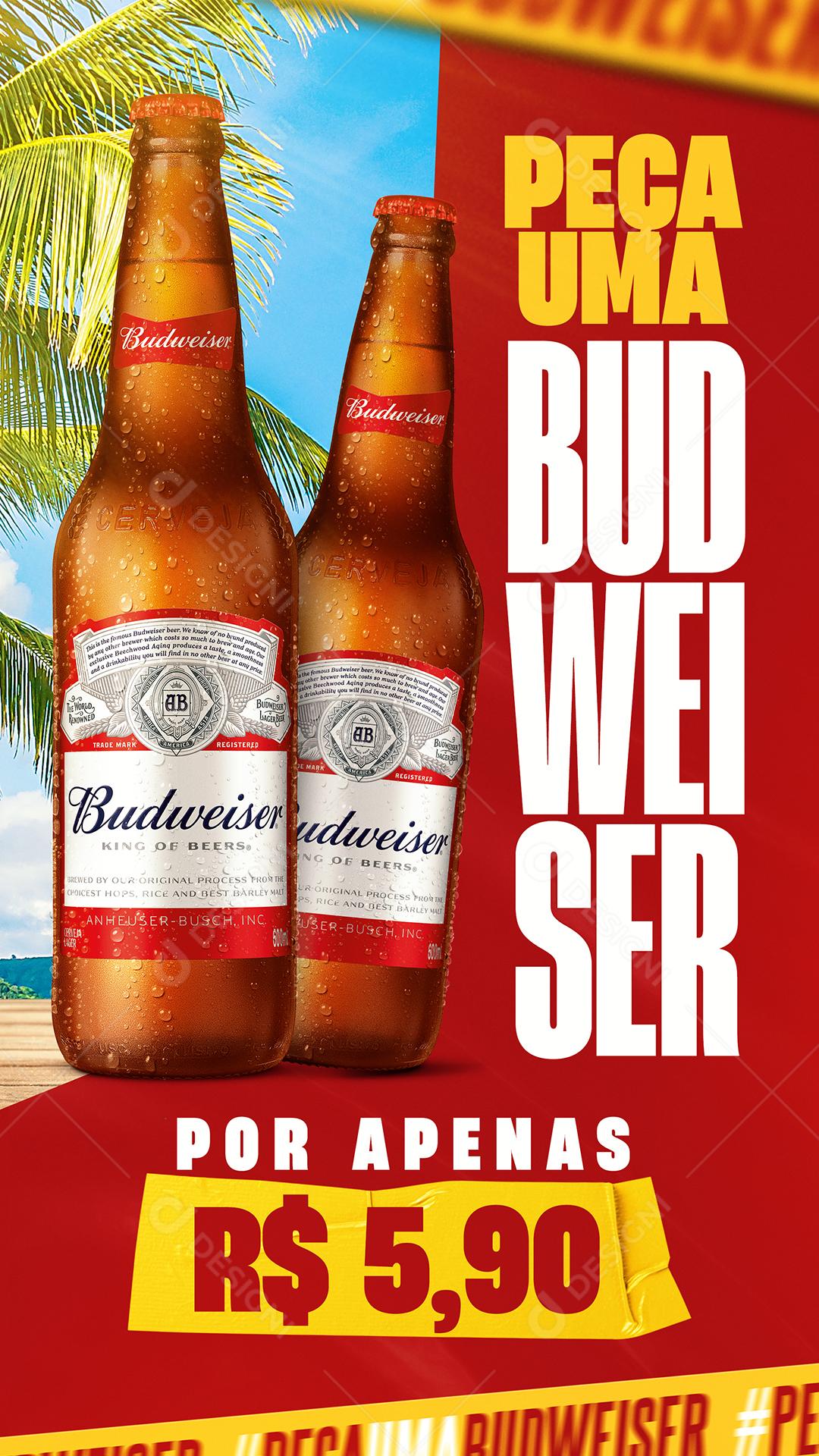 Peça Uma Budweiser Cervejas Social Media PSD Editável