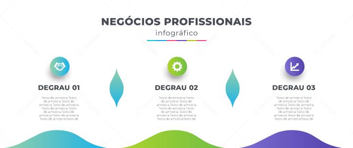 Banner Negócios Profissionais Infográficos 3 Degraus Social Media EPS