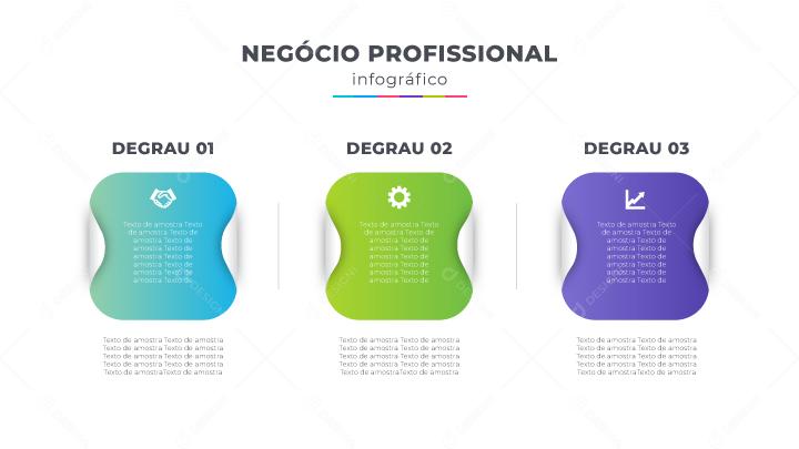 Social Media Negócios Profissionais Infográficos 3 Degraus Banner EPS