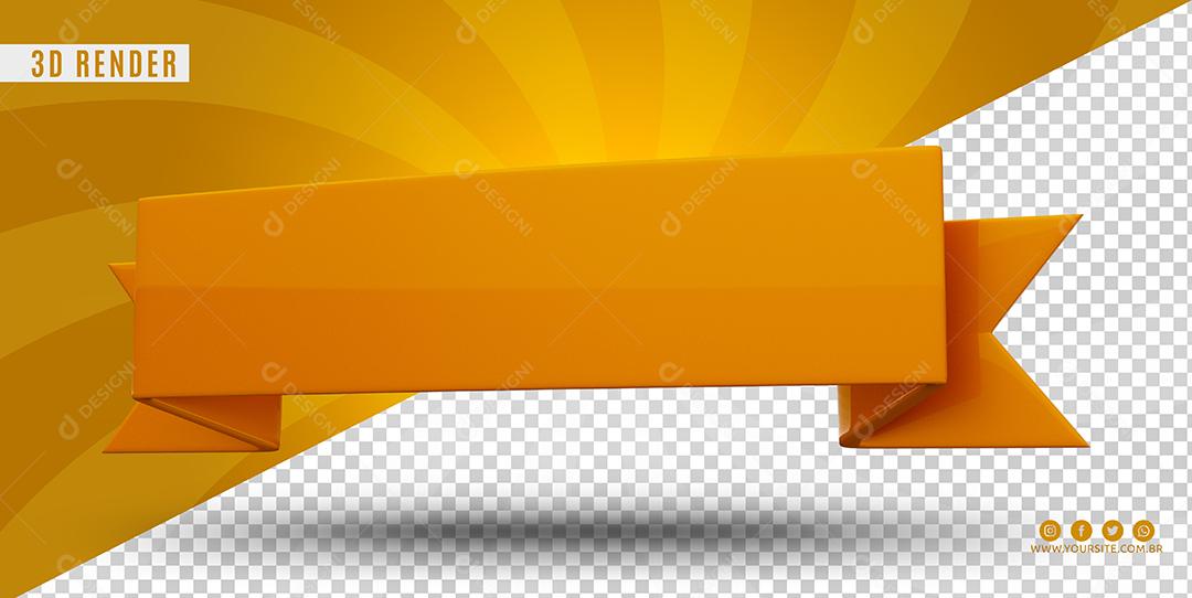 Elemento 3D Fita Amarela Para Composição PSD