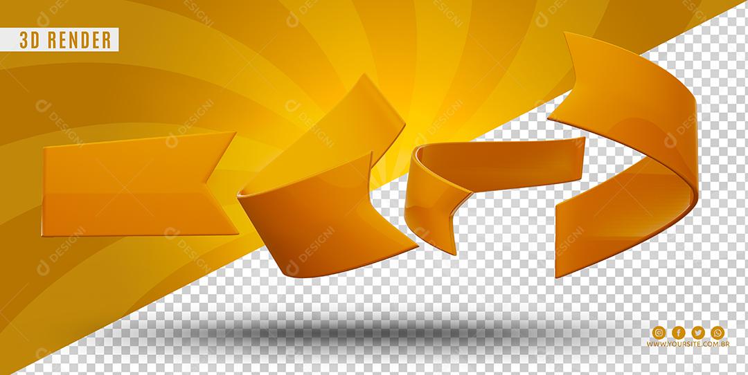 Elemento 3D Fita Amarela Para Composição PSD