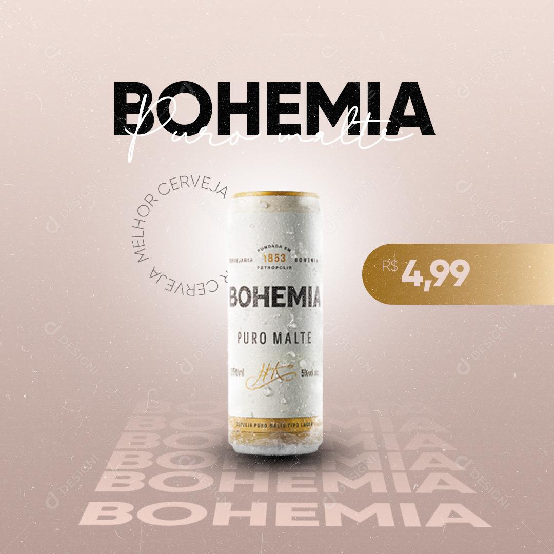 Post Bebidas Cerveja Gelada Bohemia Social Media PSD Editável