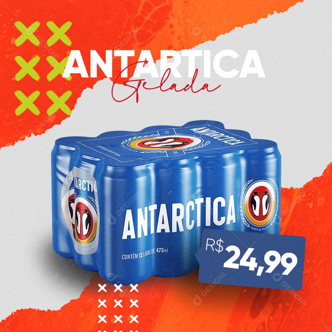 Post Bebidas Cerveja Antarctica Gelada Promoção Social Media PSD Editável