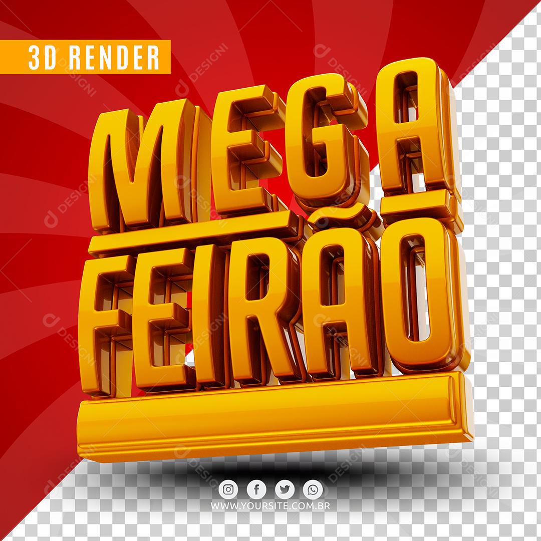 Mega Feirão Amarelo Texto 3D Para Composição PSD