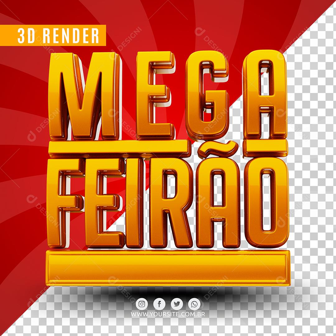 Mega Feirão Amarelo Texto 3D Para Composição PSD